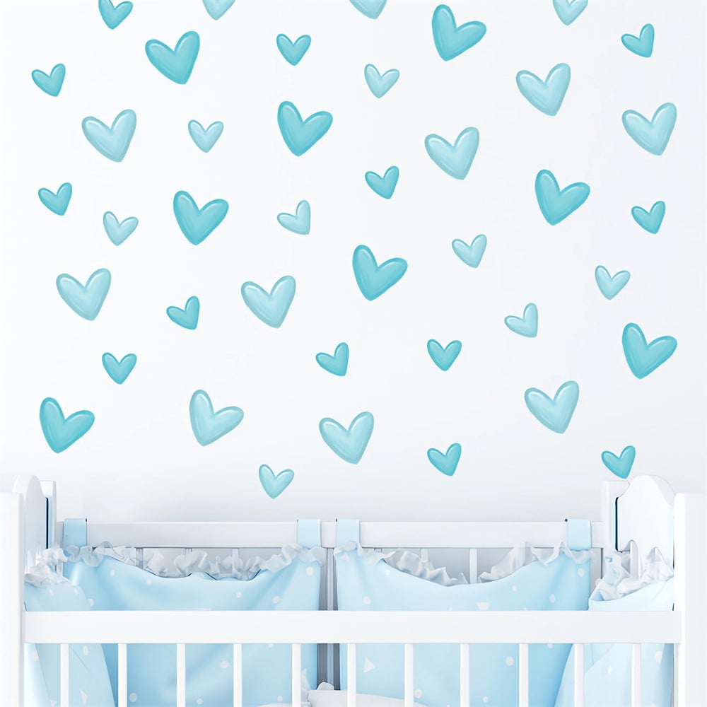 Sacinora blue love heart wall stickers pack for playful nursery decor