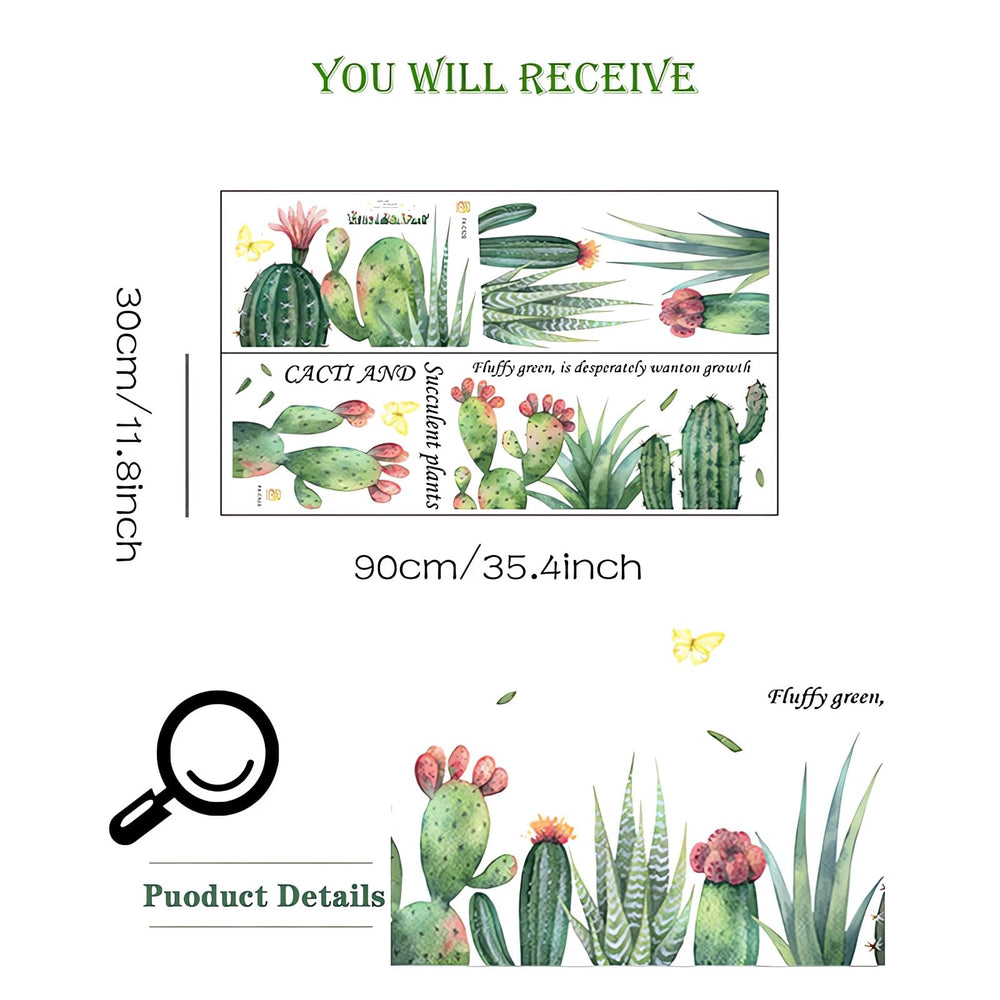 Sacinora cartoon cactus wall stickers brighten the kitchen with playful decor.