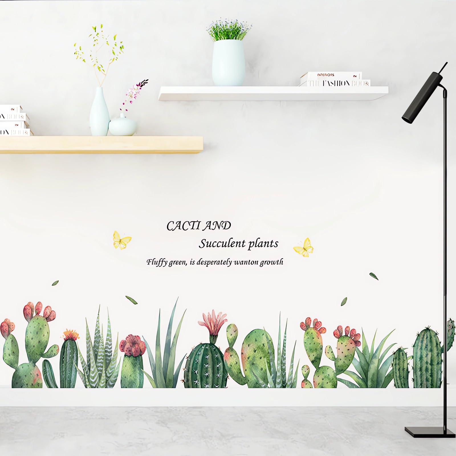 Sacinora cartoon cactus wall stickers brighten a nursery with playful greenery.