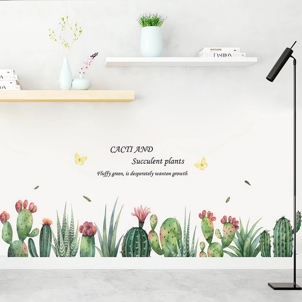 Sacinora cartoon cactus wall stickers brighten a nursery with playful greenery.