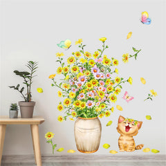 Sacinora cartoon cat flower wall decal adds whimsy to living spaces