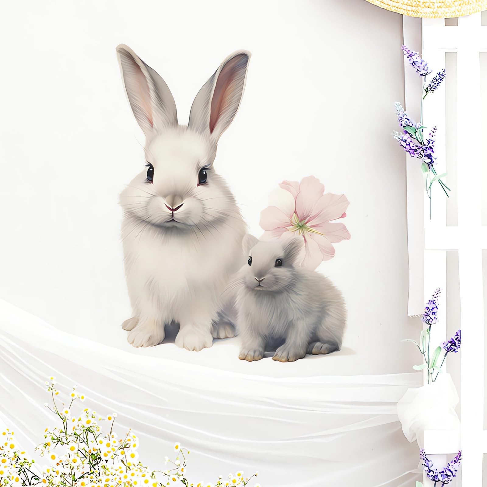 Sacinora cute bunny wall sticker brightens nursery walls with playful charm.