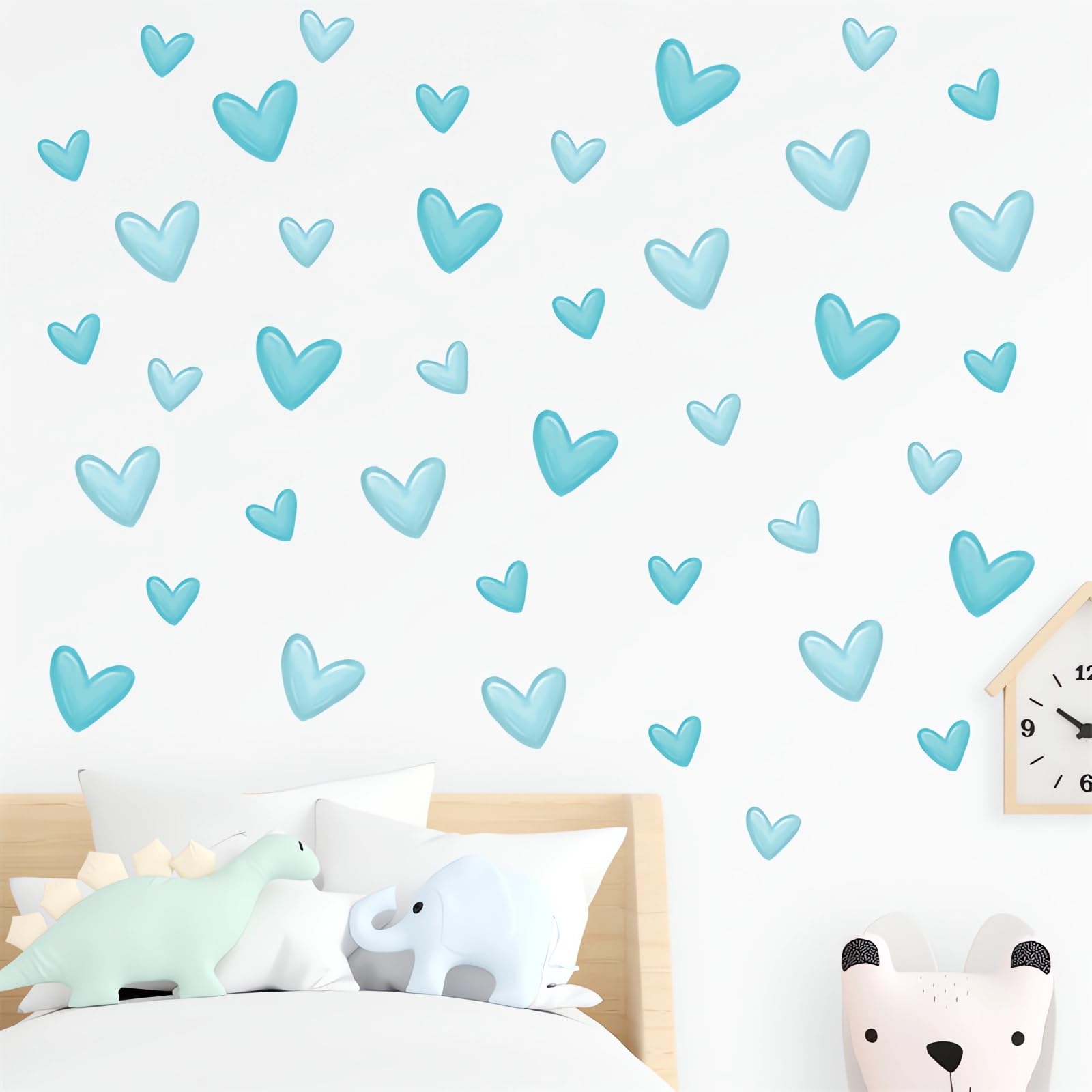 Sacinora kids room decor with blue love heart wall stickers for cozy spaces