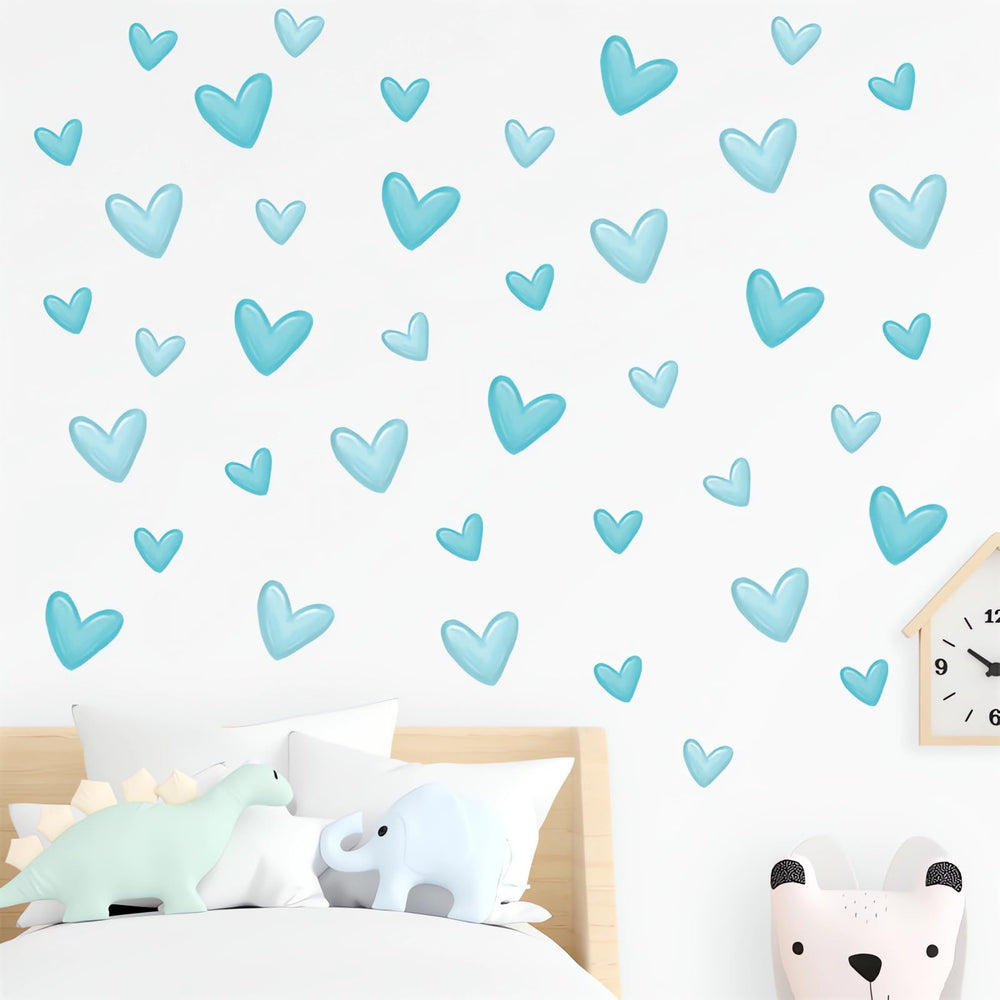 Sacinora kids room decor with blue love heart wall stickers for cozy spaces