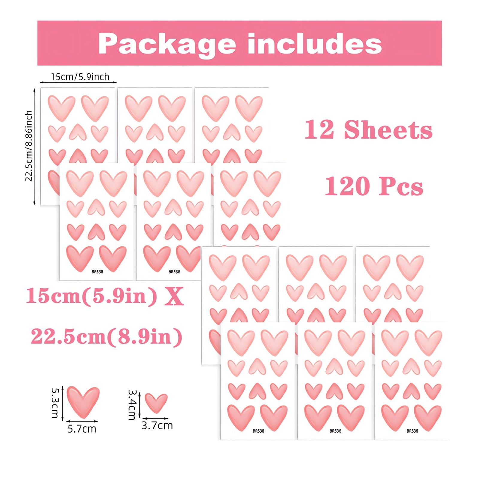 Sacinora nursery pink heart wall sticker, waterproof and easy to clean.
