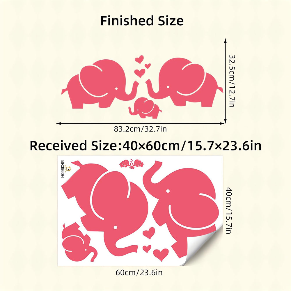 Sacinora pink baby elephant family wall sticker is removable, great for kid-friendly spaces.