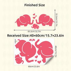 Sacinora pink baby elephant family wall sticker is removable, great for kid-friendly spaces.