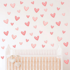 Sacinora pink love heart graphics wall stickers for nursery decor, easy to apply and repositionable.