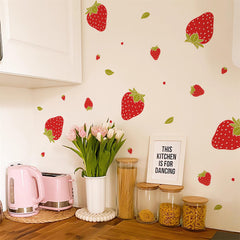 Sacinora strawberry wall decals for cabinets and refrigerators.