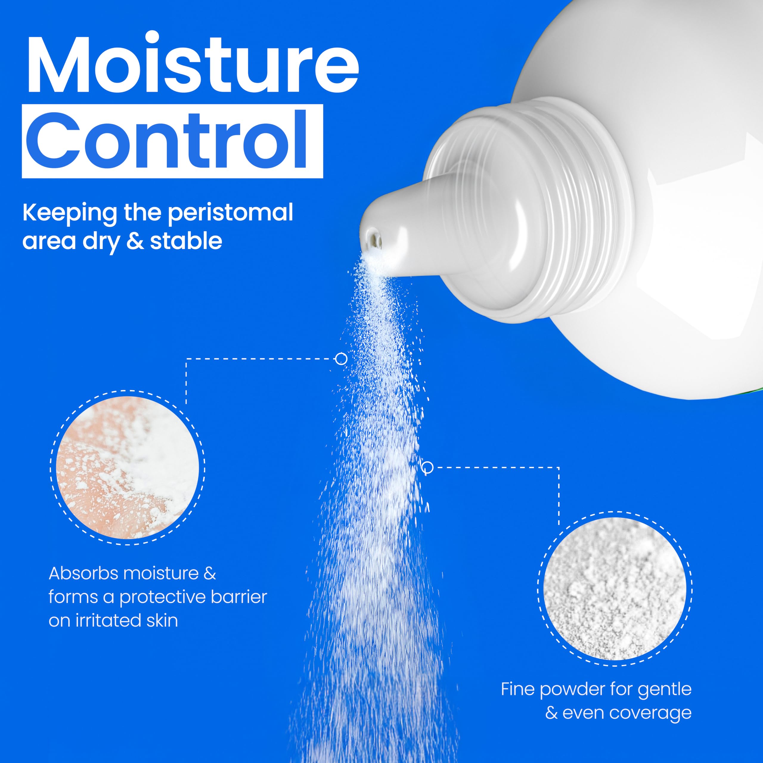 Safe n' Simple how-to-use stoma powder guides gentle application