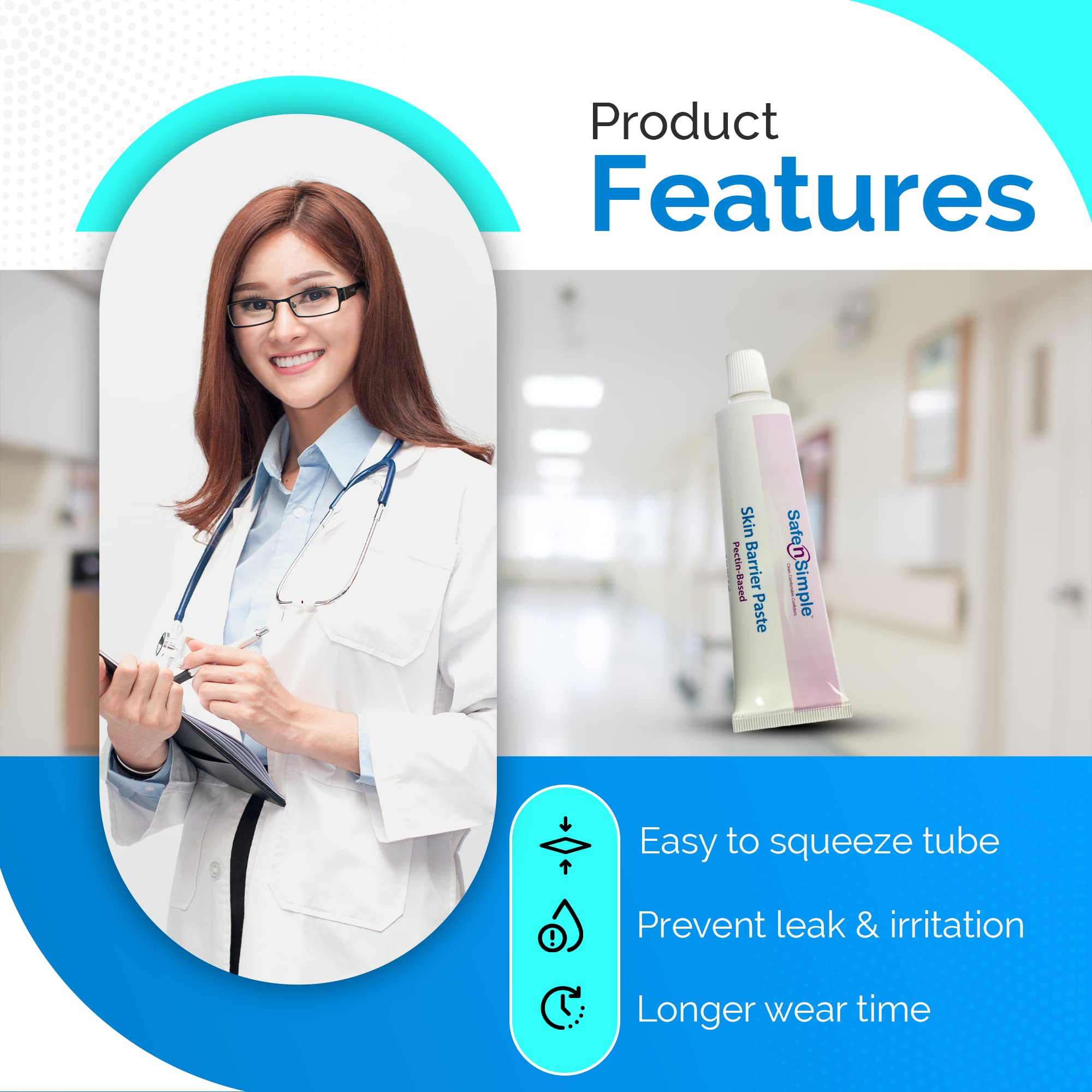 Safe n' Simple barrier paste applied to skin for seal.