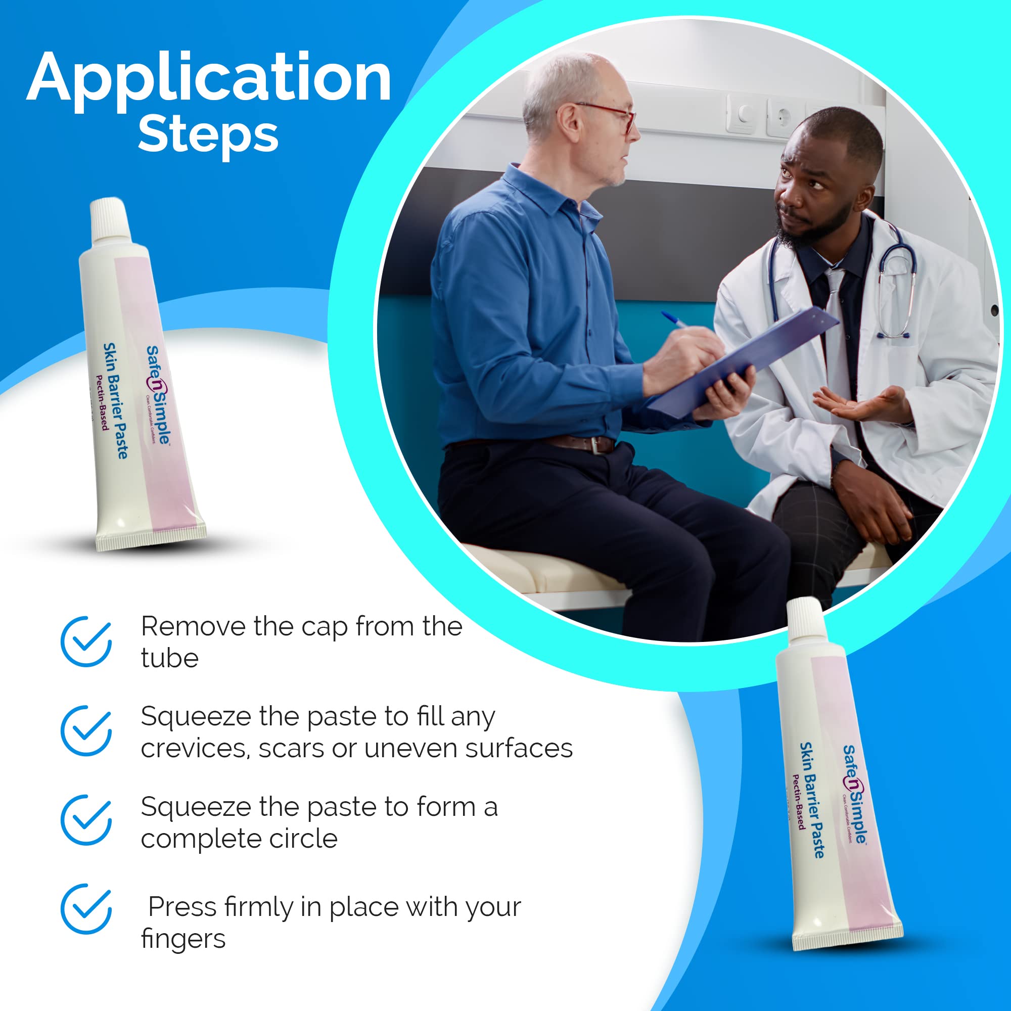 Safe n' Simple label notes alcohol-free option for sensitive skin.