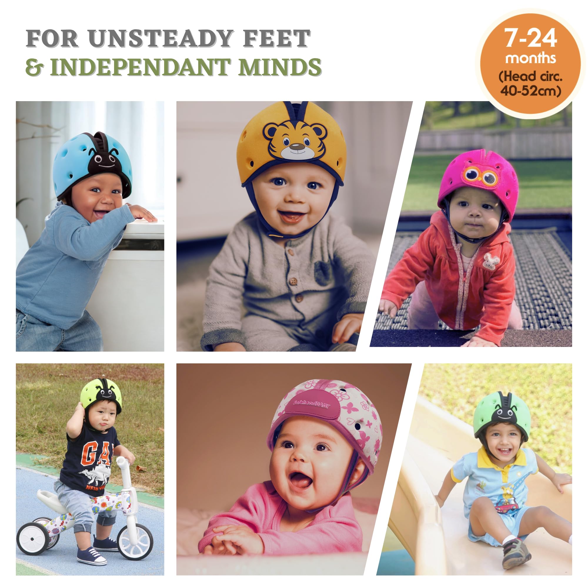 SafeheadBABY helmet soft cotton lining for gentle touch.