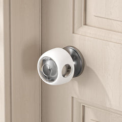 SAFELON door knob covers for toddlers; transparent 4pc set helps prevent door-play injuries.
