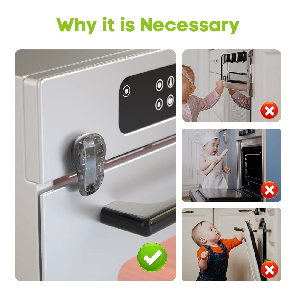 Close up of SAFELON oven lock attached with adhesive for easy installation