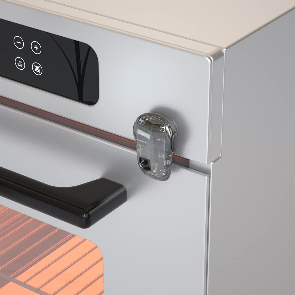 SAFELON double-button oven lock in clear black finish enables one handed operation