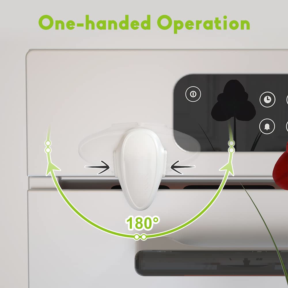 SAFELON oven lock white 180-degree rotation enables one-handed use