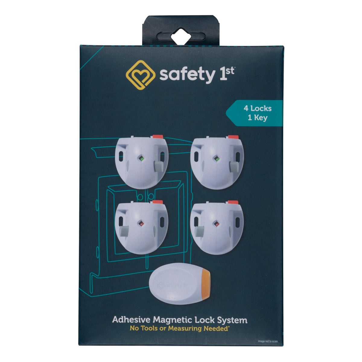 Safety 1st Adhesive Magnetic Lock System front view concealing cabinets for child safety