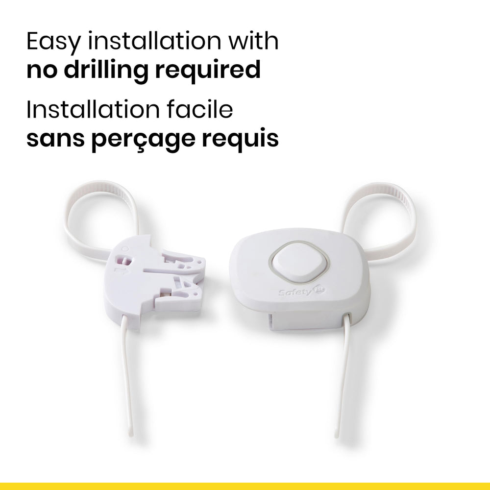 Safety 1st OutSmart Flex Lock adjusts from 3 to 8 inches for cabinetry.