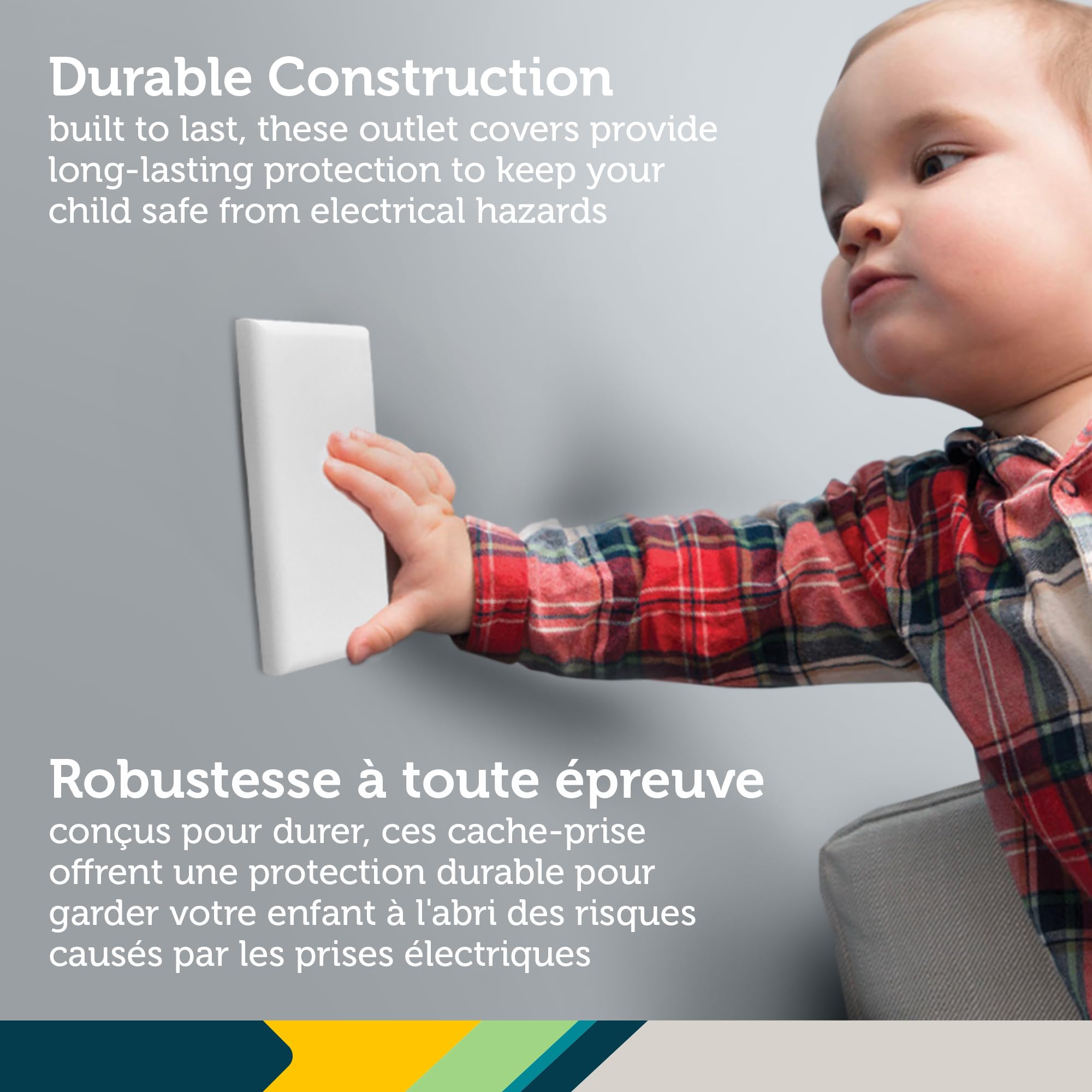 Safety 1st OutSmart Outlet Shield maintains a tidy wall while protecting little fingers.