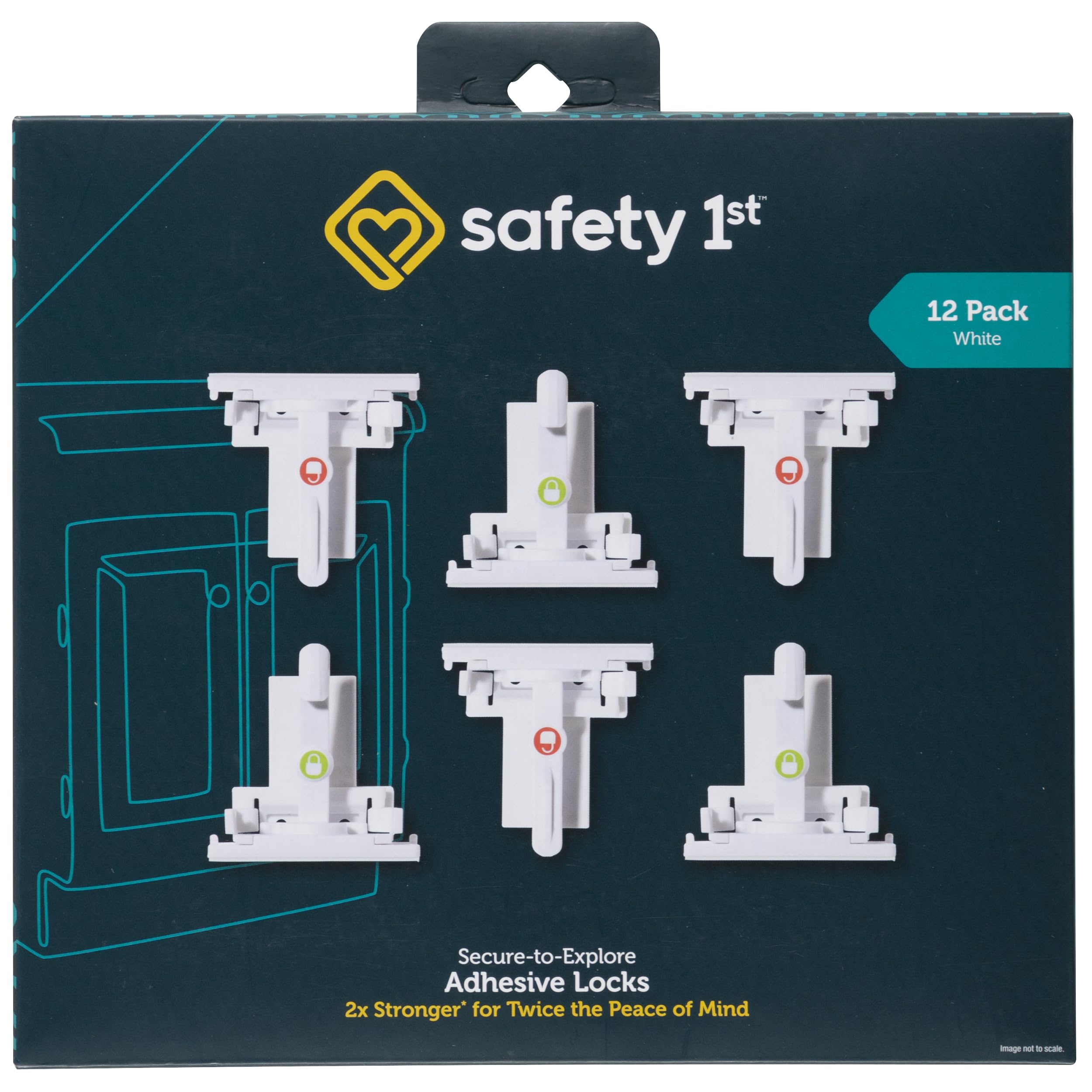 Safety 1st Secure-to-Explore locks on a cabinet keep curious toddlers safe with tool-free installation.