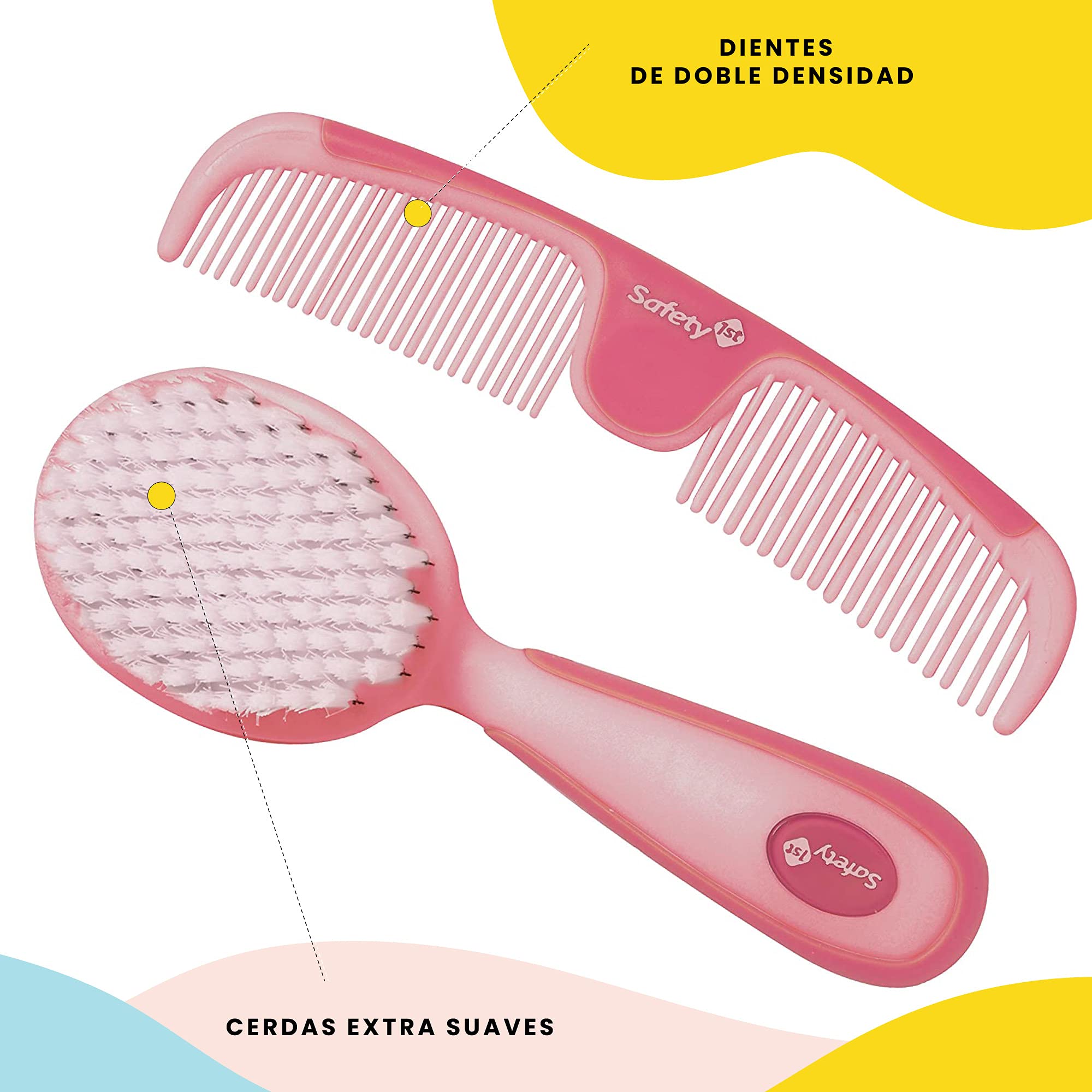 Safety 1st Easy Grip Brush ergonomic raspberry handle for comfortable grooming