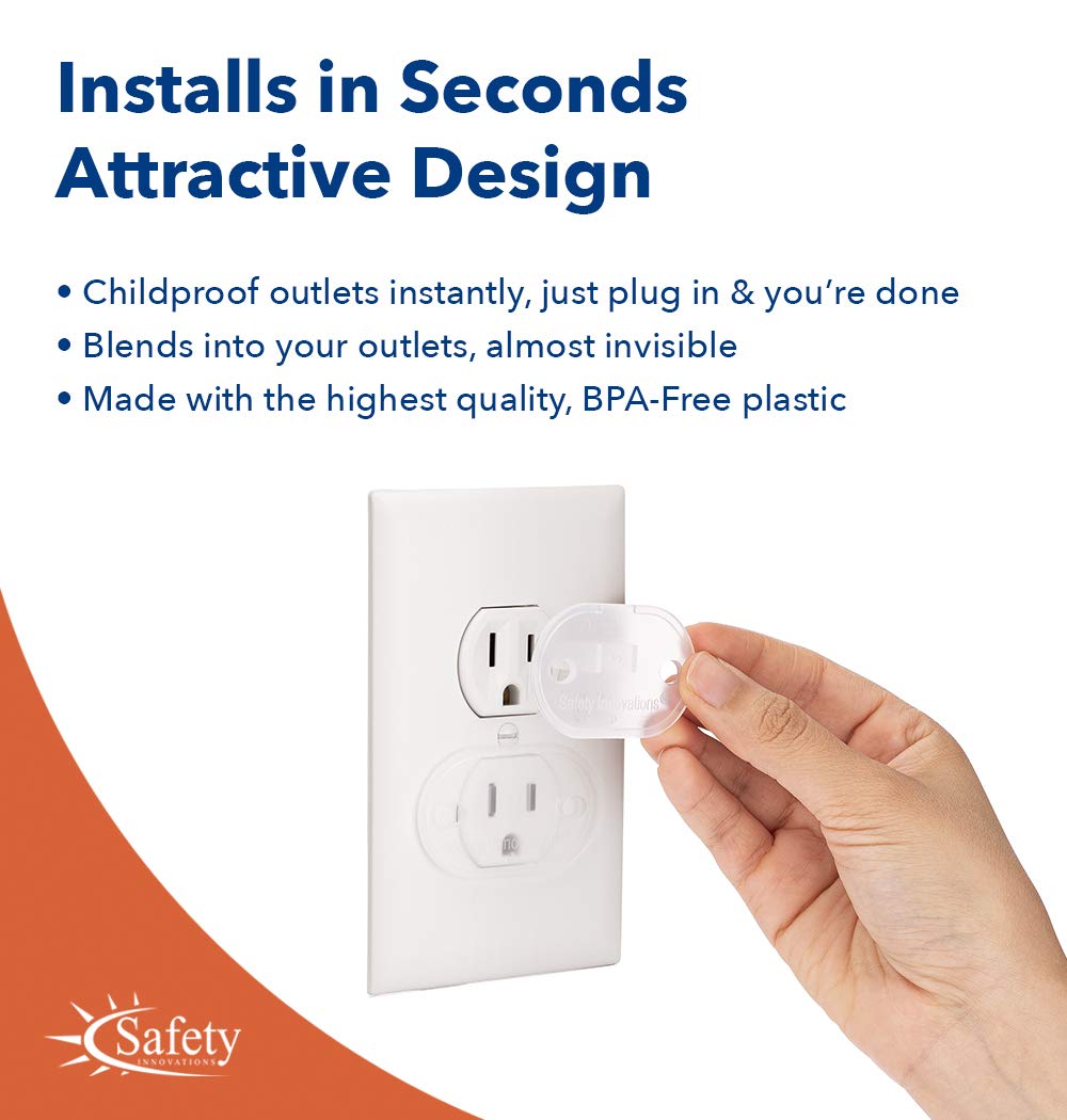 Safety Innovations Baby-Proof Outlet Covers secure unused outlets against curious toddlers.