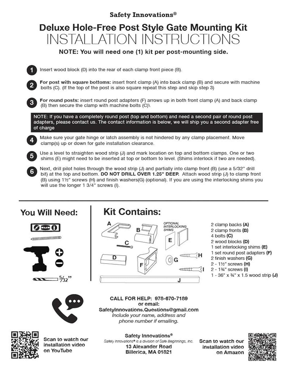 Safety Innovations bolts and washers tightening the clamp