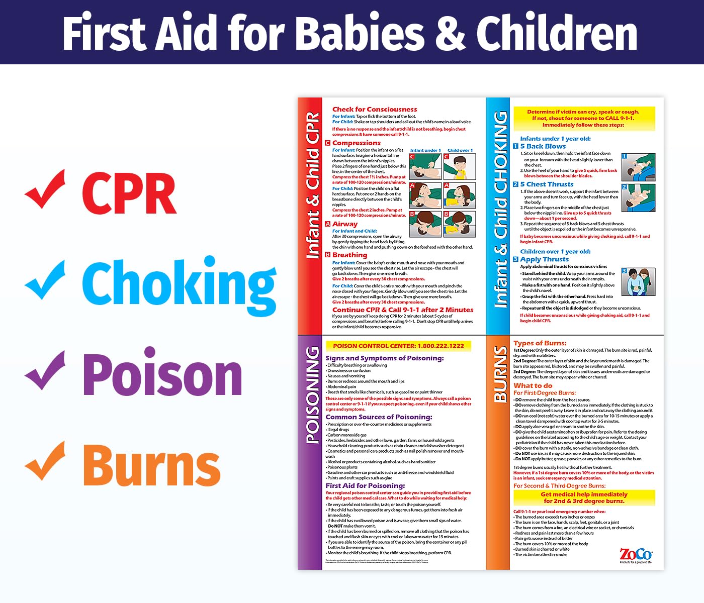 ZOCO poster highlights choking response for infants in childcare.