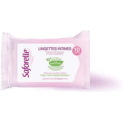 Saforelle 10 Intimates Wipes in pocket pack for on-the-go cleansing and gentle freshness.