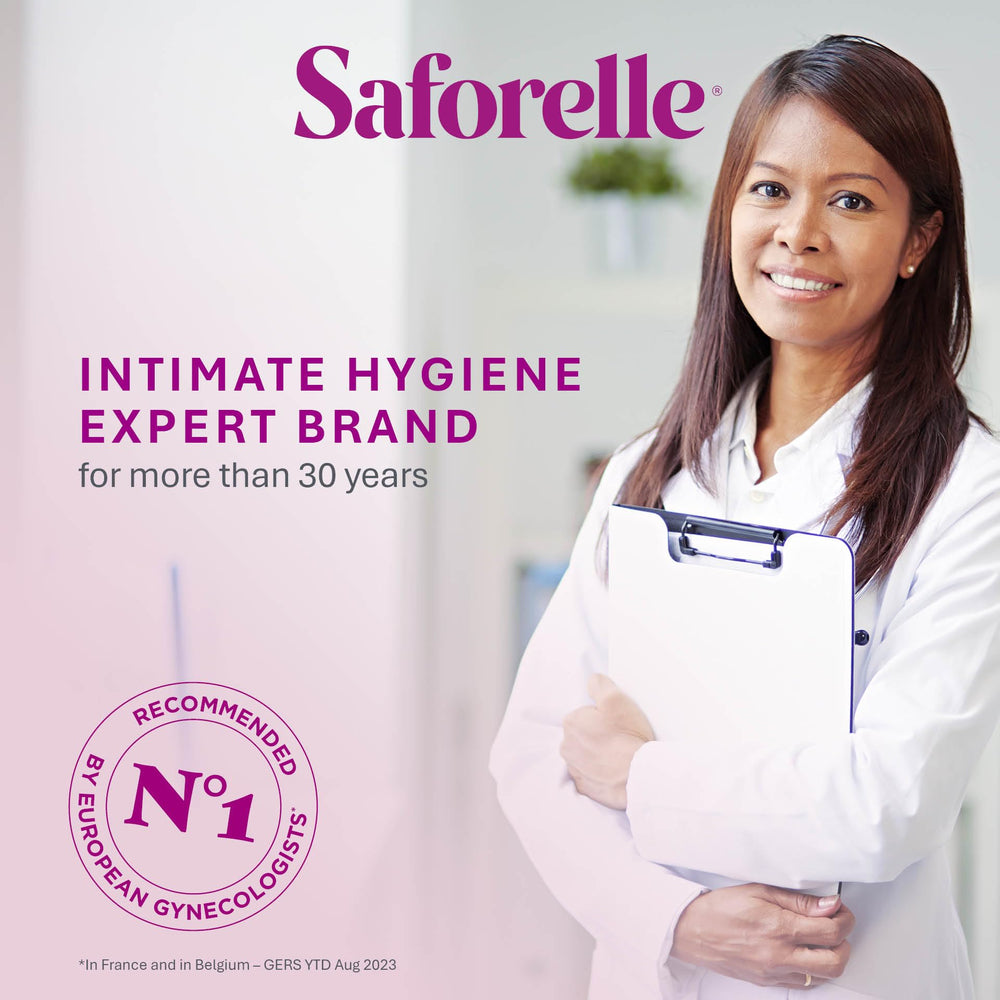 Rich foaming lather from Saforelle cleansing formula for easy cleansing.