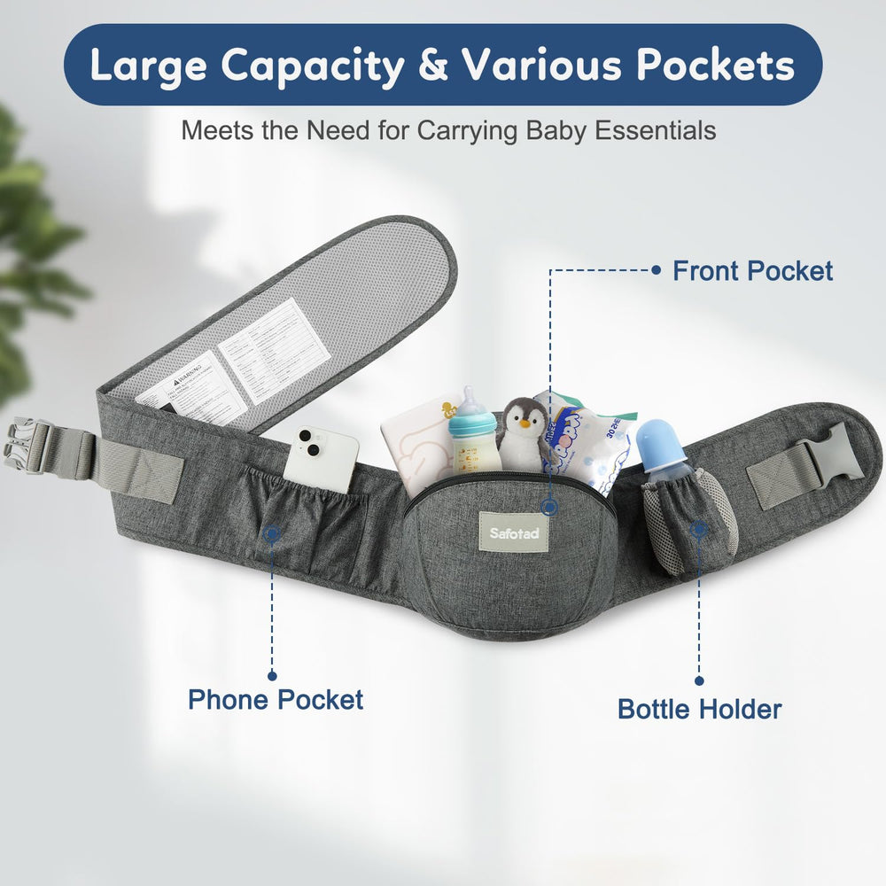 Safotad carrier face-in position provides snug newborn bonding with supportive seating.