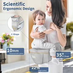 Safotad ergonomic M-position design supports baby's hips for comfortable growth.