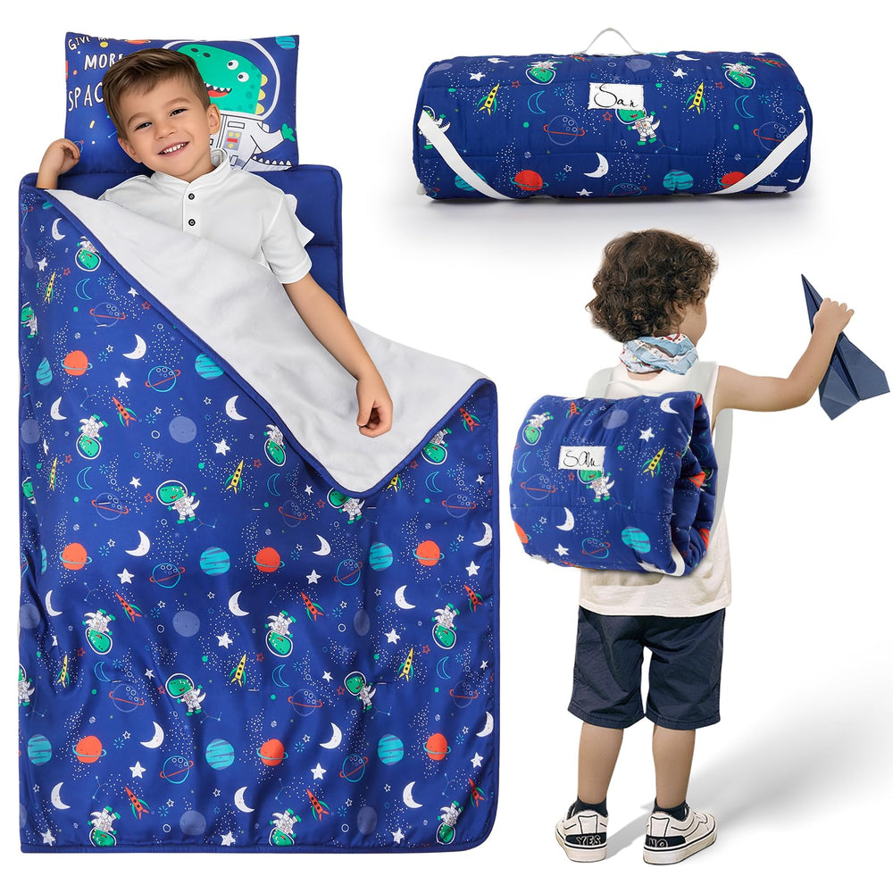 Safotad nap mat roll-up straps shown for easy transport and stability.