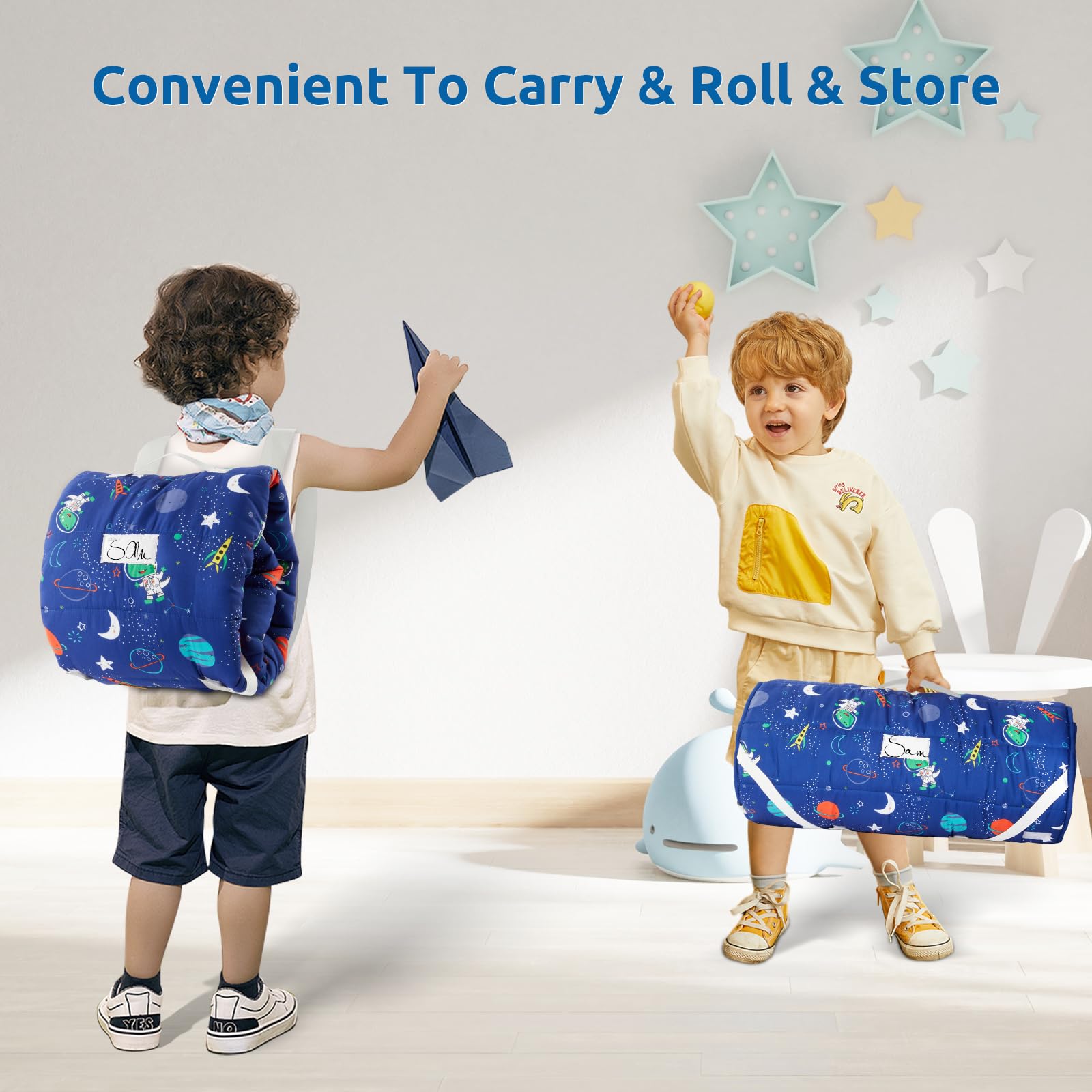 Safotad nap mat secure fastening keeps mat in place on cots.