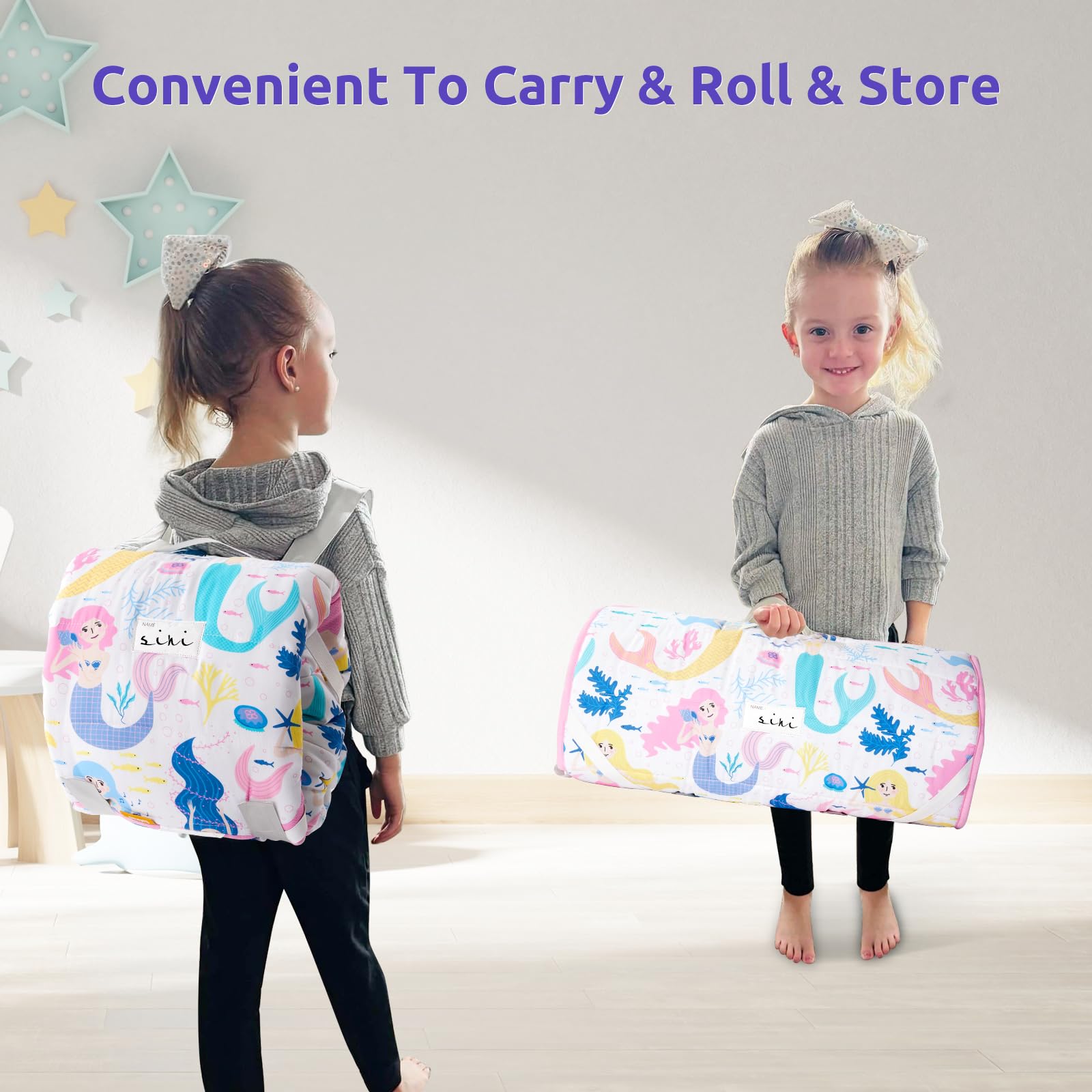 Safotad nap mat straps securing mat to bed or bag