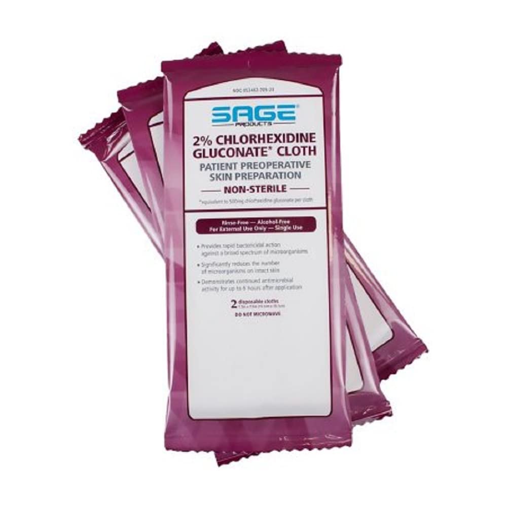 Sage CHG cloths 3-pack for quick hygienic cleaning in clinics or home