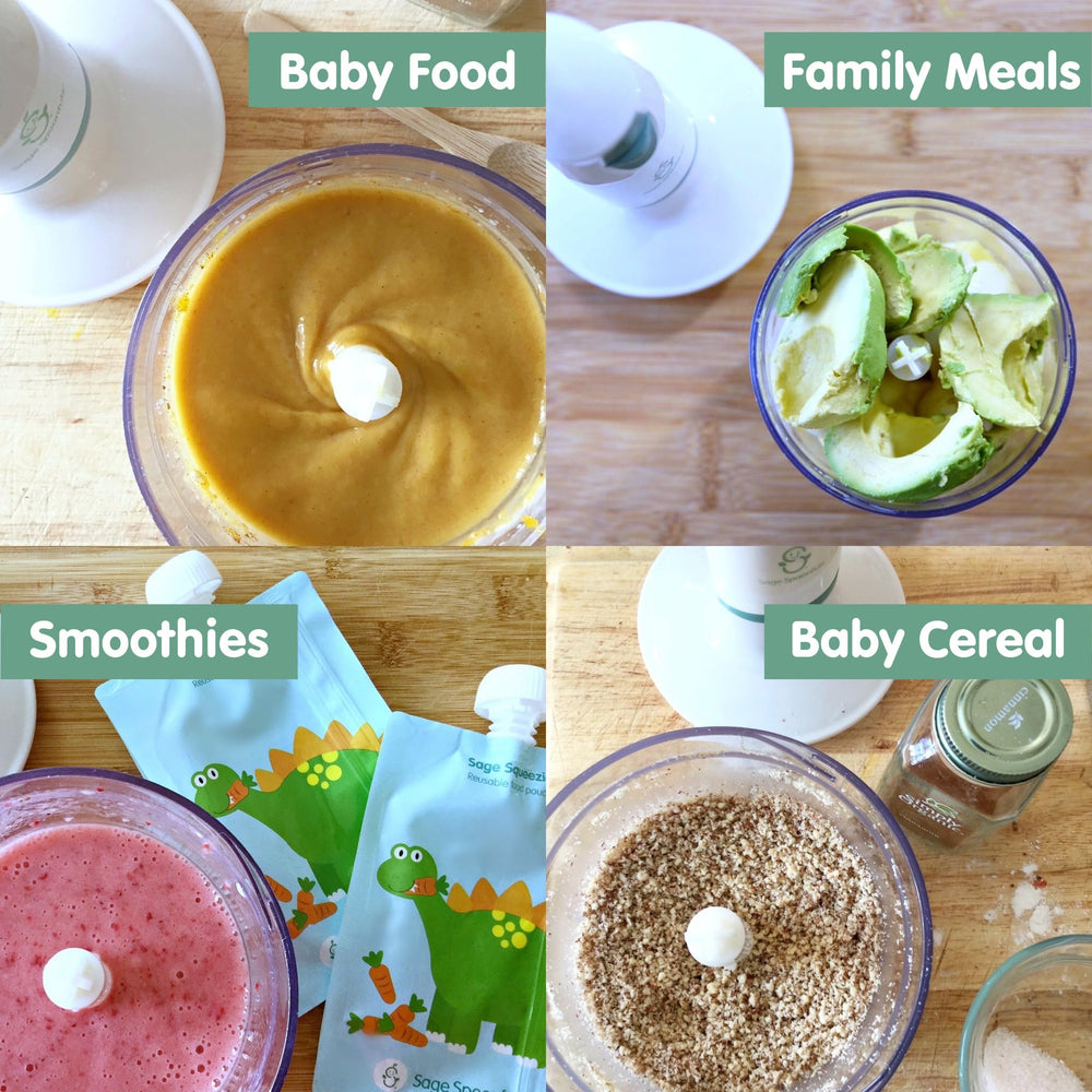 Sage Spoonfuls blender and jars demonstrate versatile texture blending and freezing.