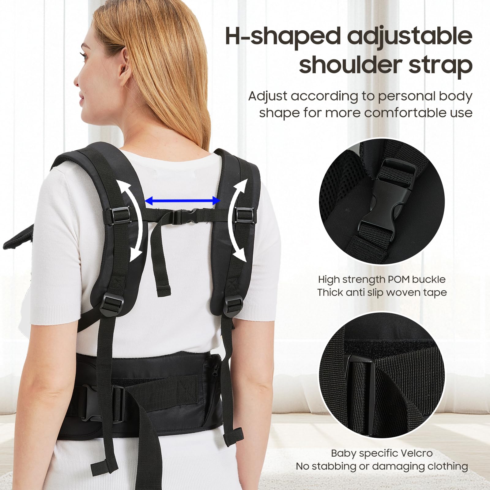 Sageky 2-in-1 baby carrier hip seat side view shows balanced support