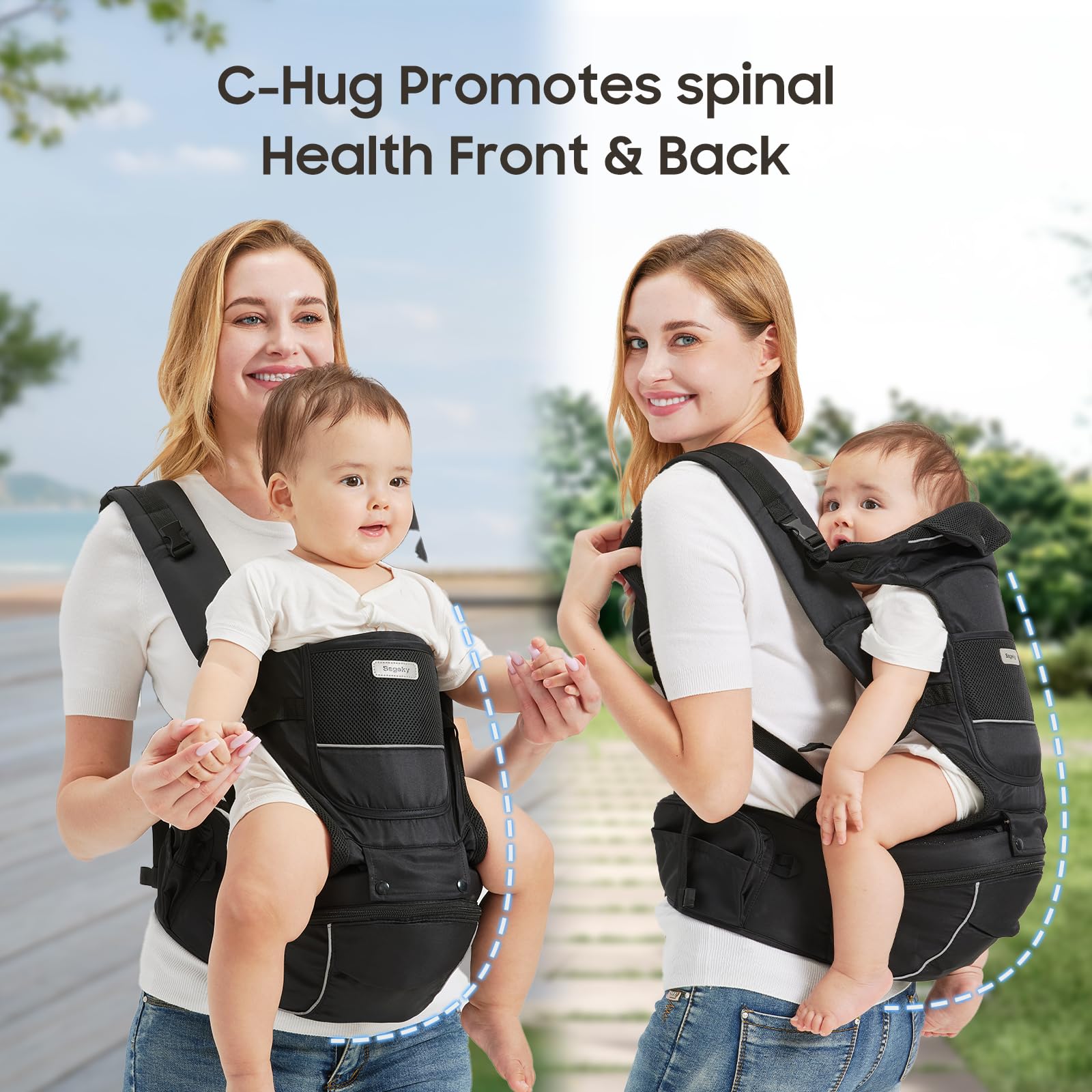Sageky 3D waist-support close-up for comfortable wear