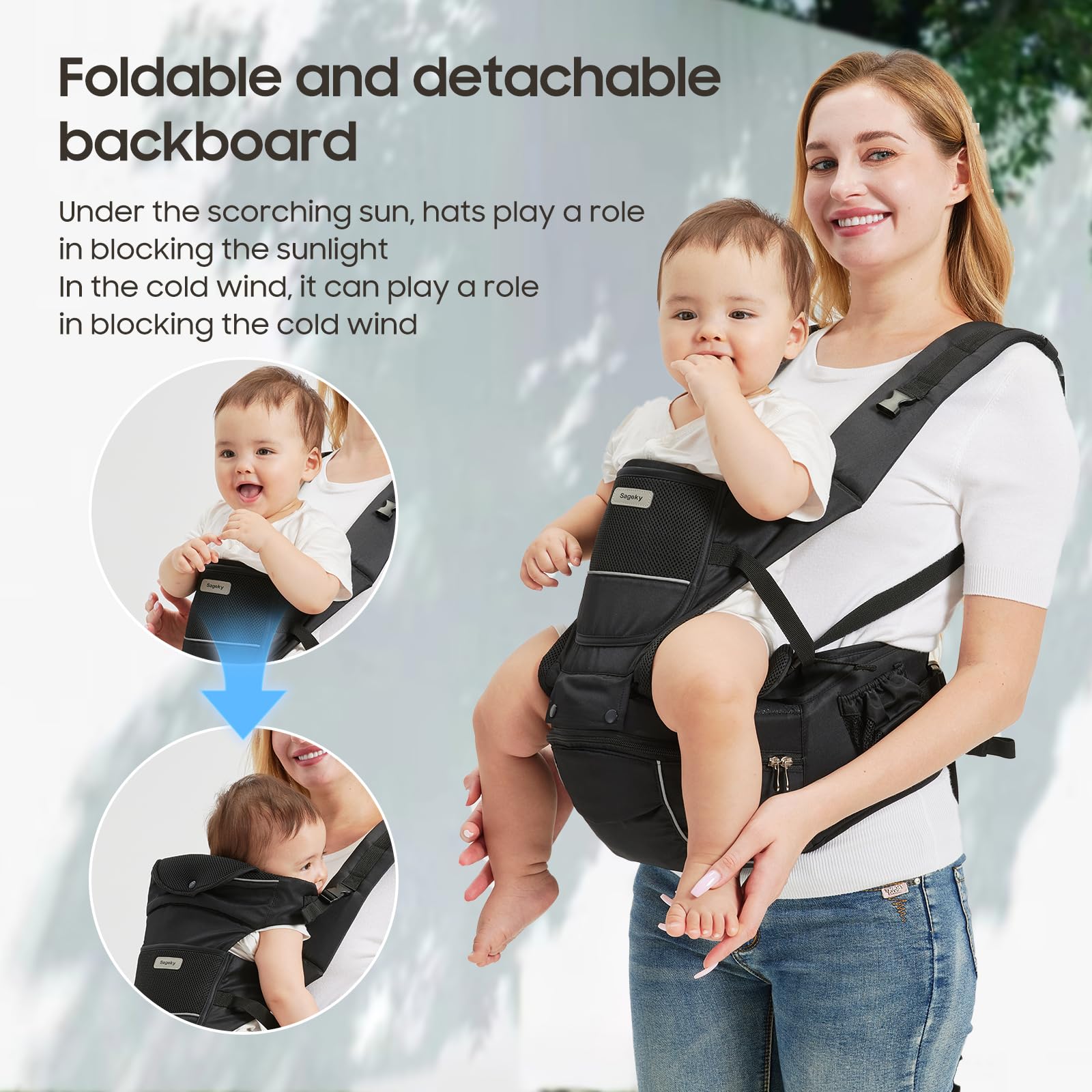Sageky hip-seat carrier assembly highlights quick-adjust setup