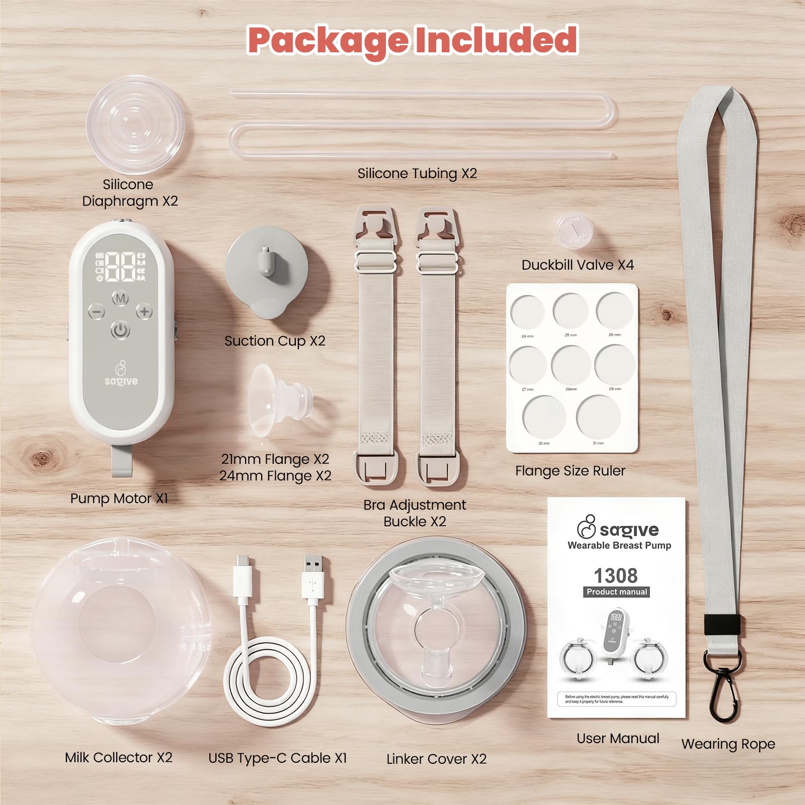 Saglve ABP-1308 180 ml collection capacity supports milk storage