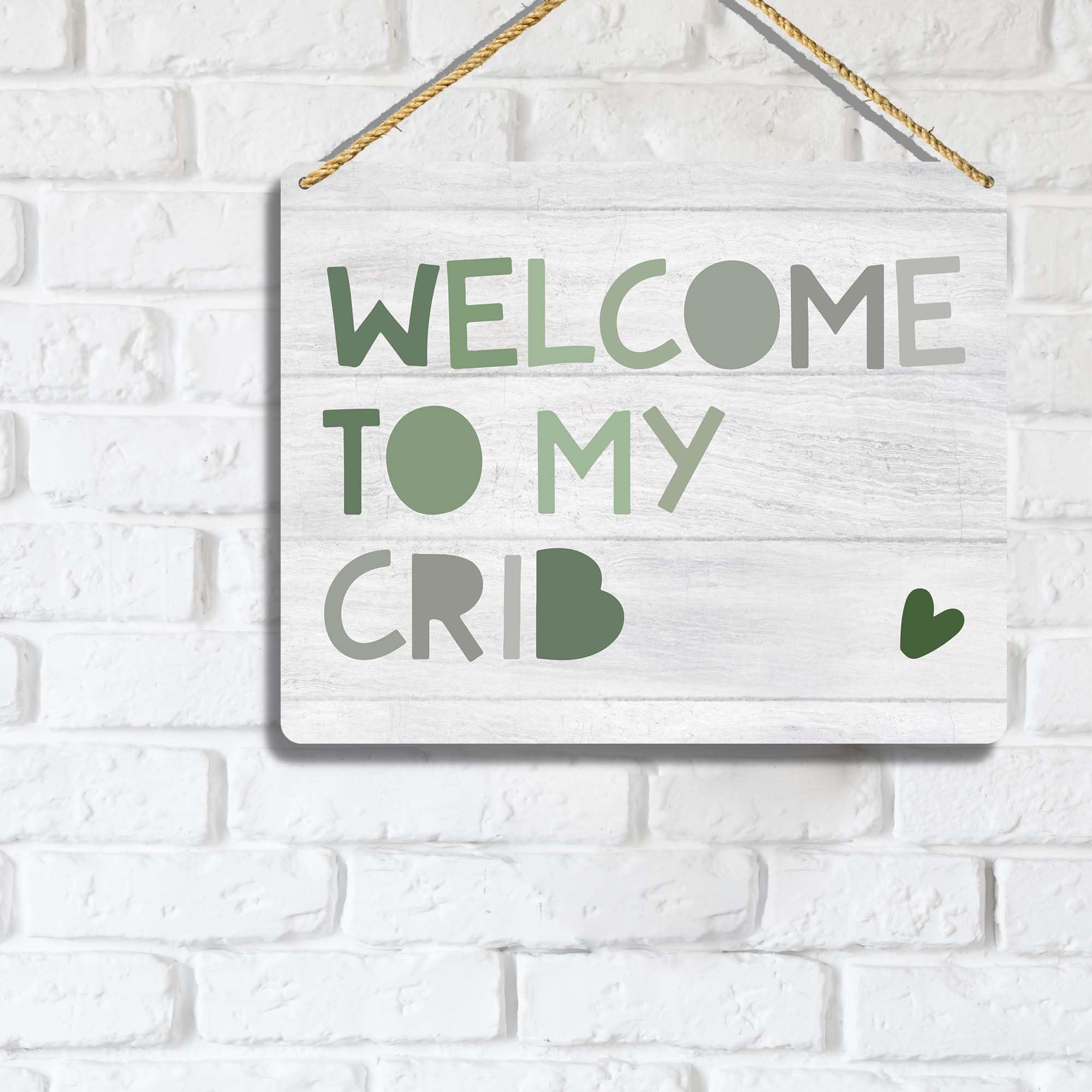 Sahjzk Easy-hang wooden sign with rope for nursery.