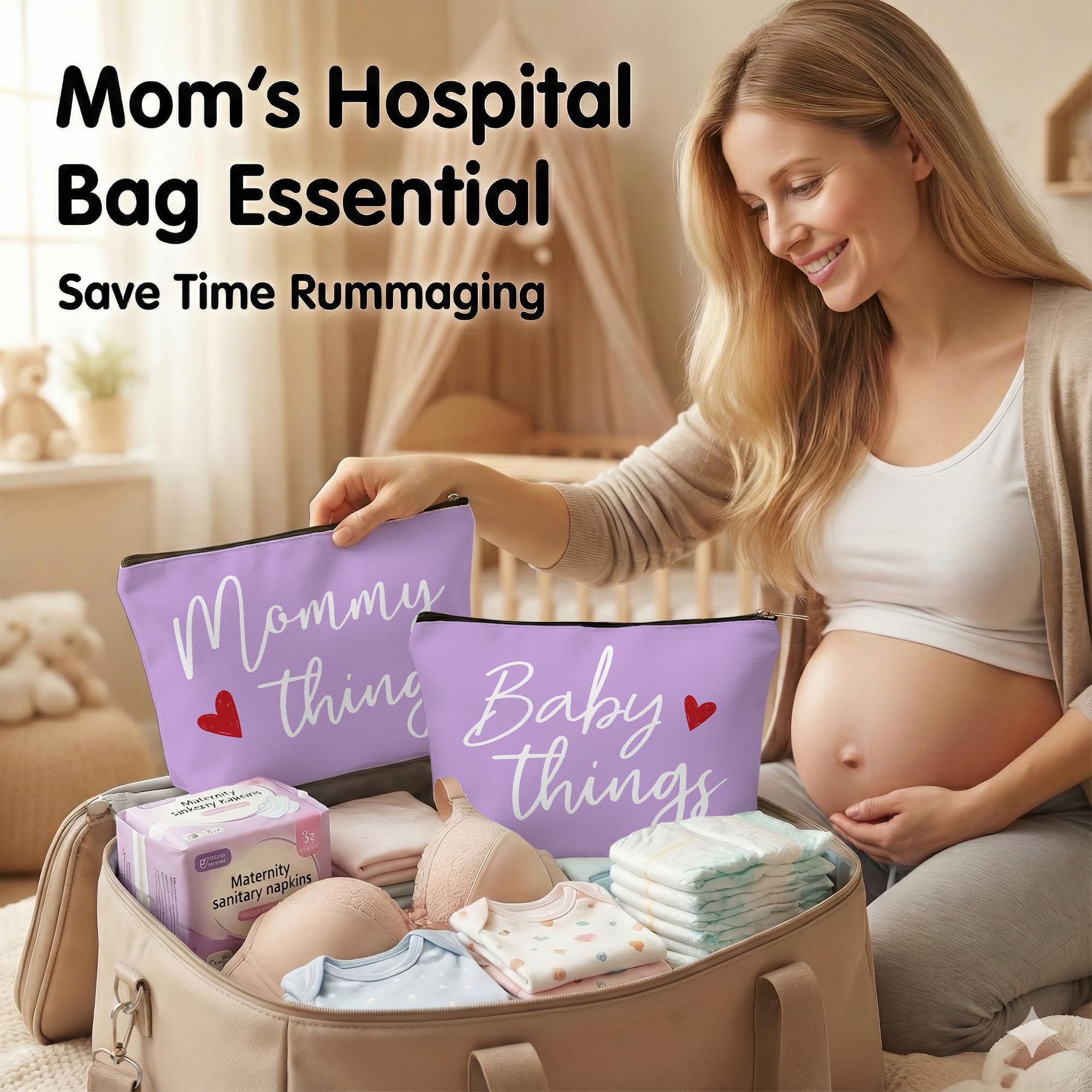 Sahjzk gift registry-ready pouch set, ideal for new moms and baby showers.