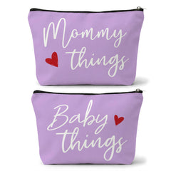 Sahjzk mommy and baby matching pouches set in purple for on-the-go organization.