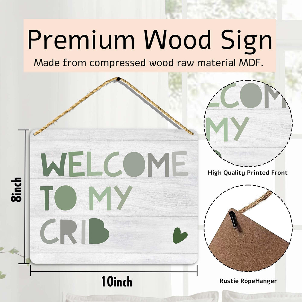 Sahjzk Wooden nursery sign 10x8 inch rustic brown wall display.