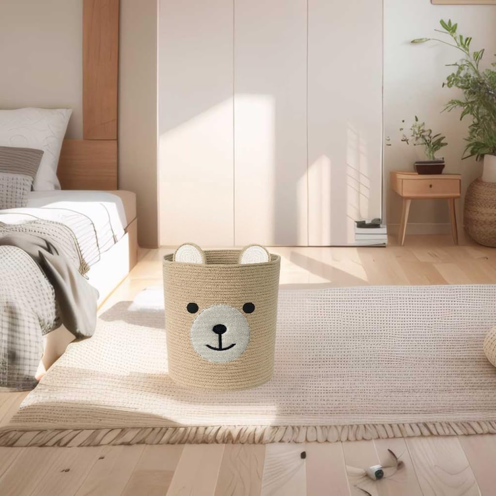 Saiiwnn Bear Basket's woven craft adds rustic charm to any room.