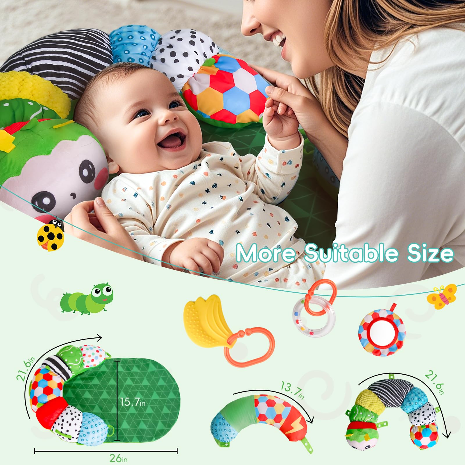 SAIMAND anti-slip bottom keeps the mat steady during tummy time.