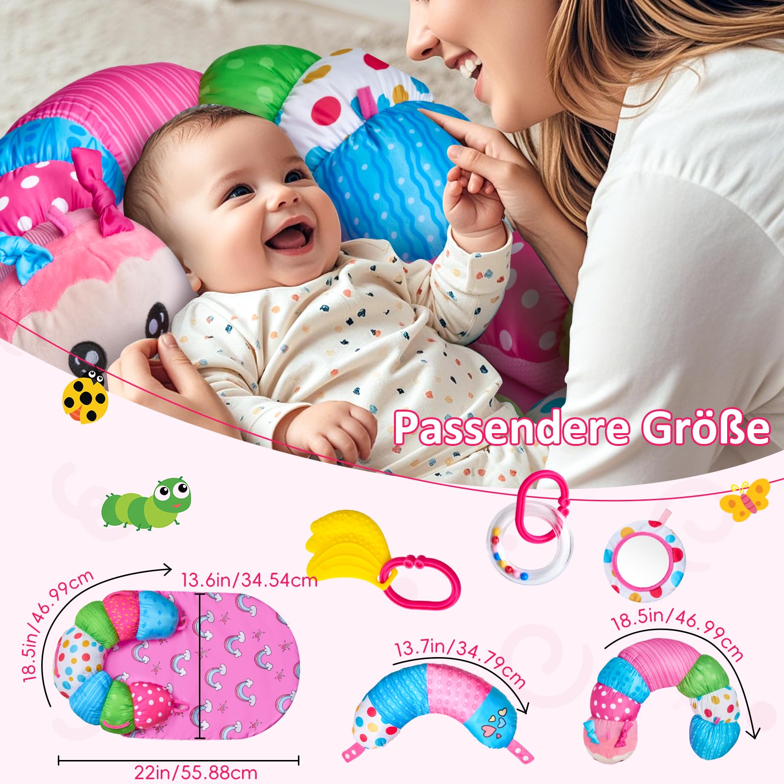 SAIMAND crinkle mirror stimulates self-awareness during tummy time