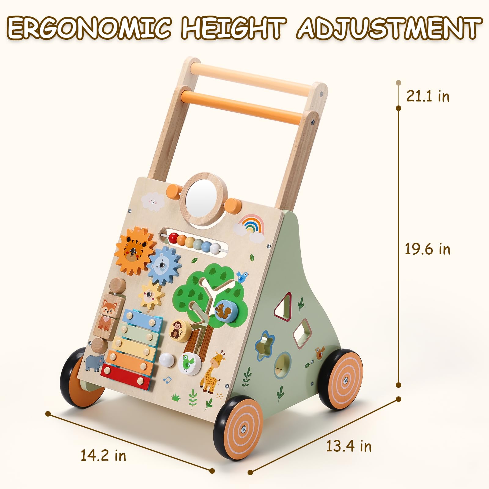 Animal-themed design delights babies during practice and playtime.